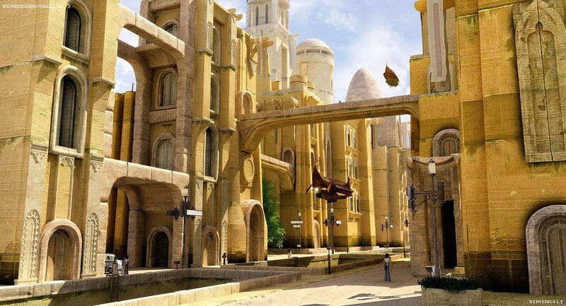 Futuristic City Street — Yellow, Serene