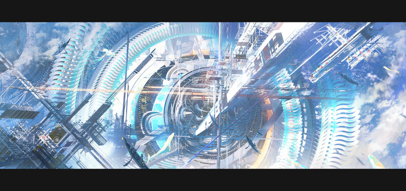 Futuristic City Structure — Blue, Dramatic, Digital Art