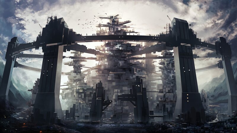 Futuristic City Structure — Gray, Dramatic, Afternoon
