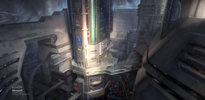 Futuristic City Structure — Gray, Dramatic, Digital Art, Building