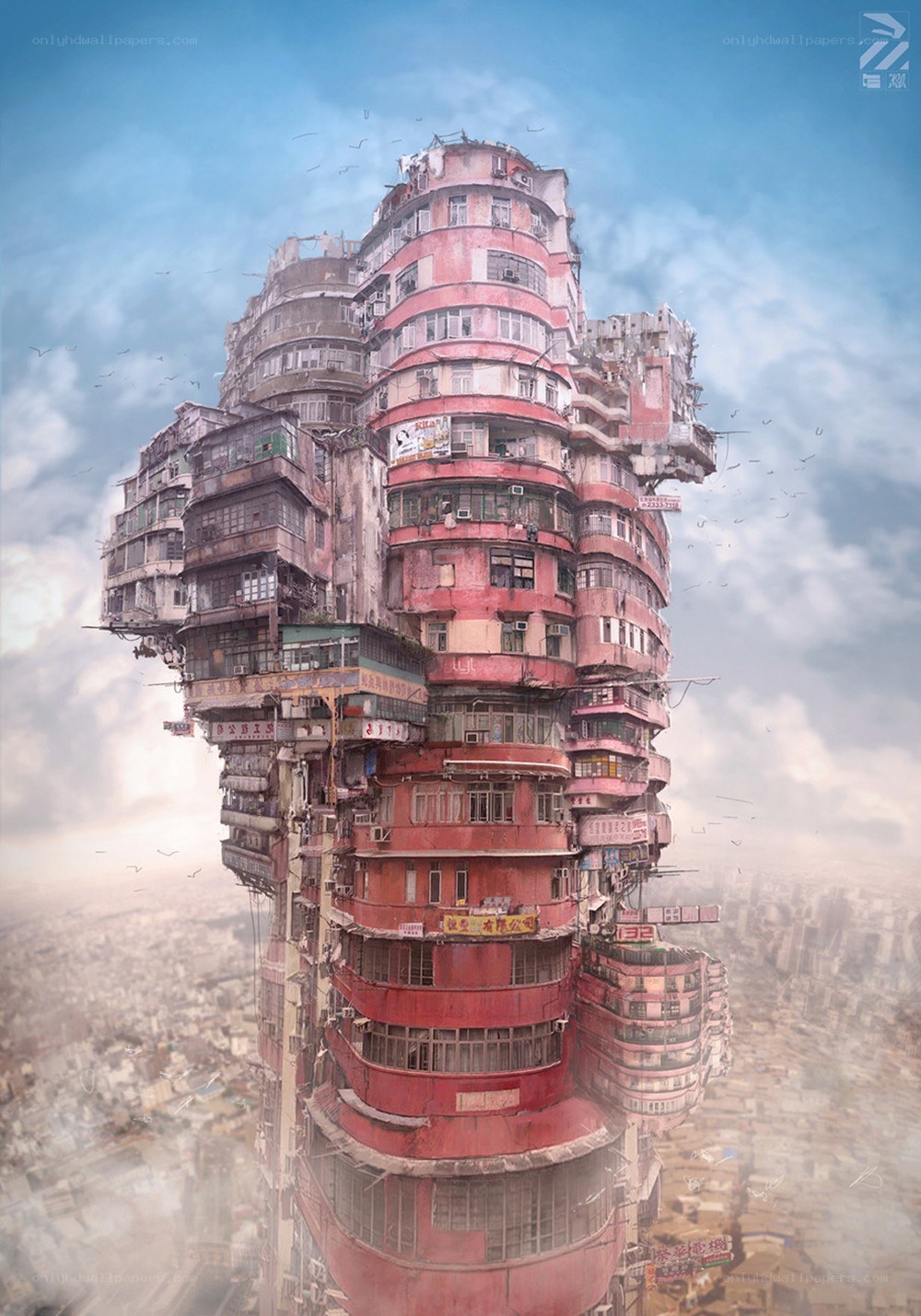 Futuristic city tower