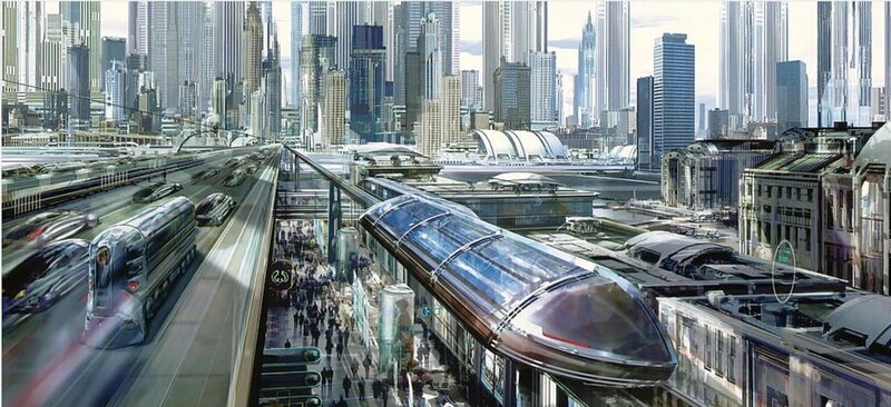 Futuristic City Transportation — Gray