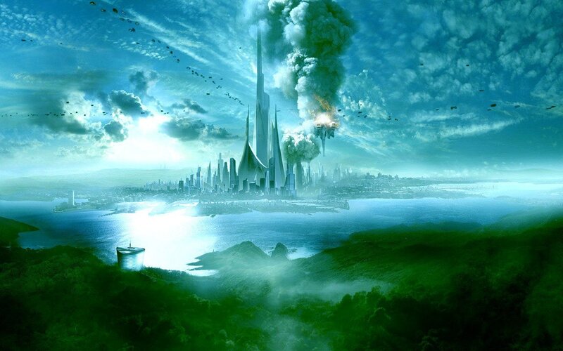 Futuristic city under attack
