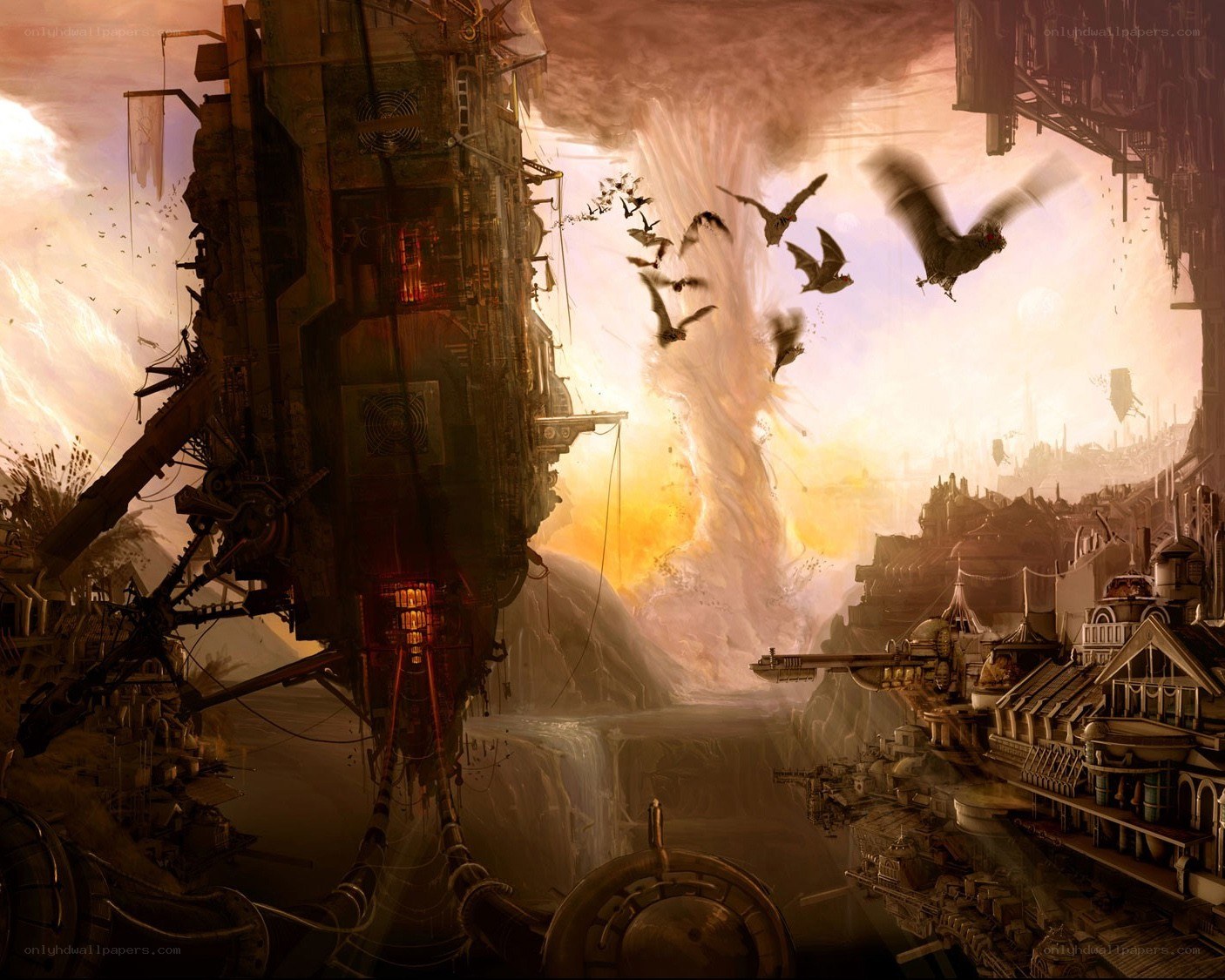 Futuristic city under attack