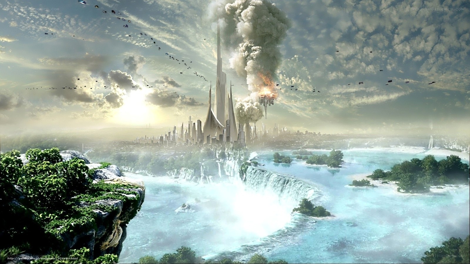 Futuristic city under attack