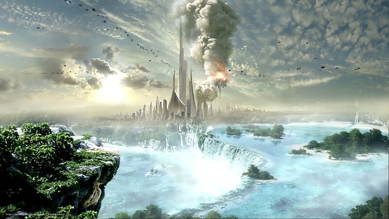 Futuristic City under Attack — Blue