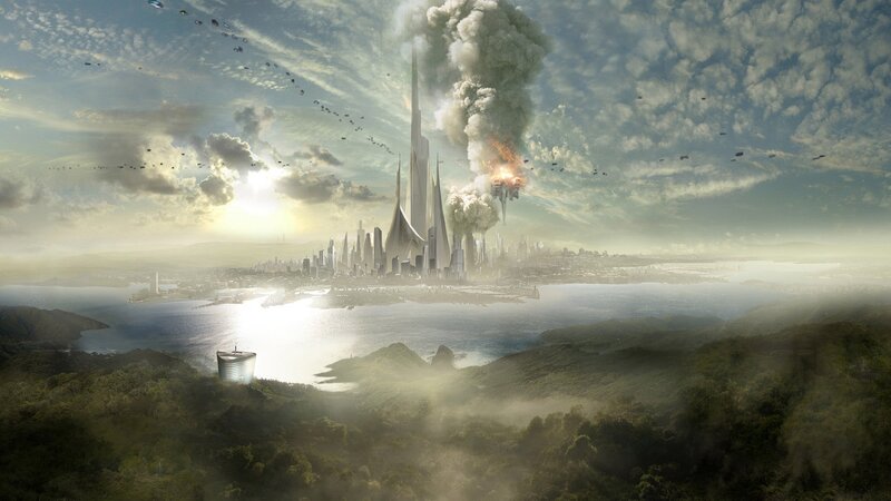 Futuristic City under Attack — Gray, Dramatic