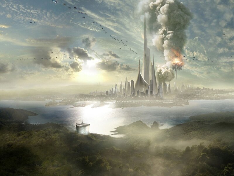 Futuristic City under Attack — Gray