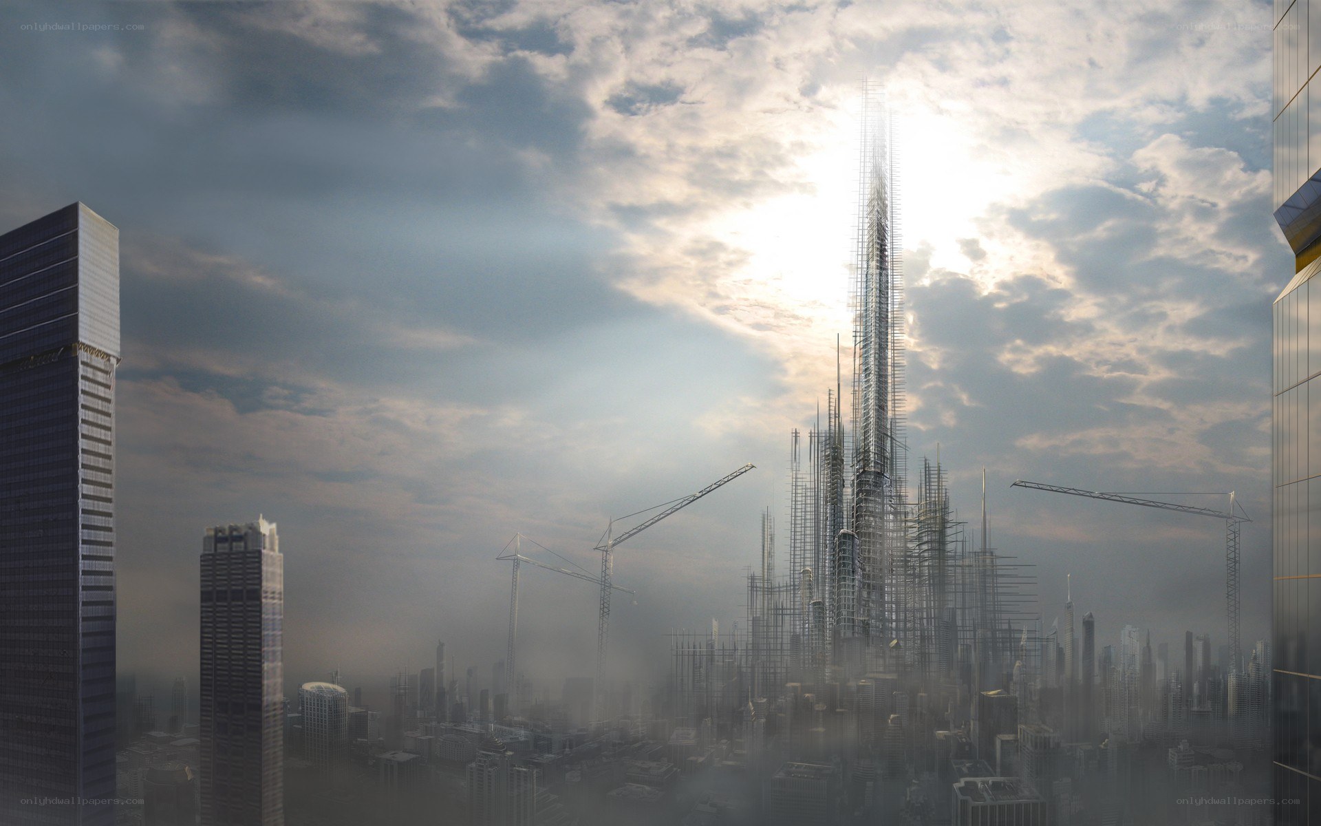 Futuristic city under construction