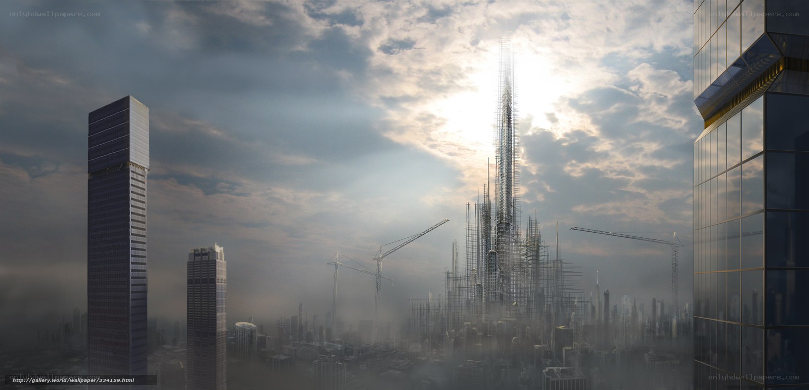 Futuristic city under construction