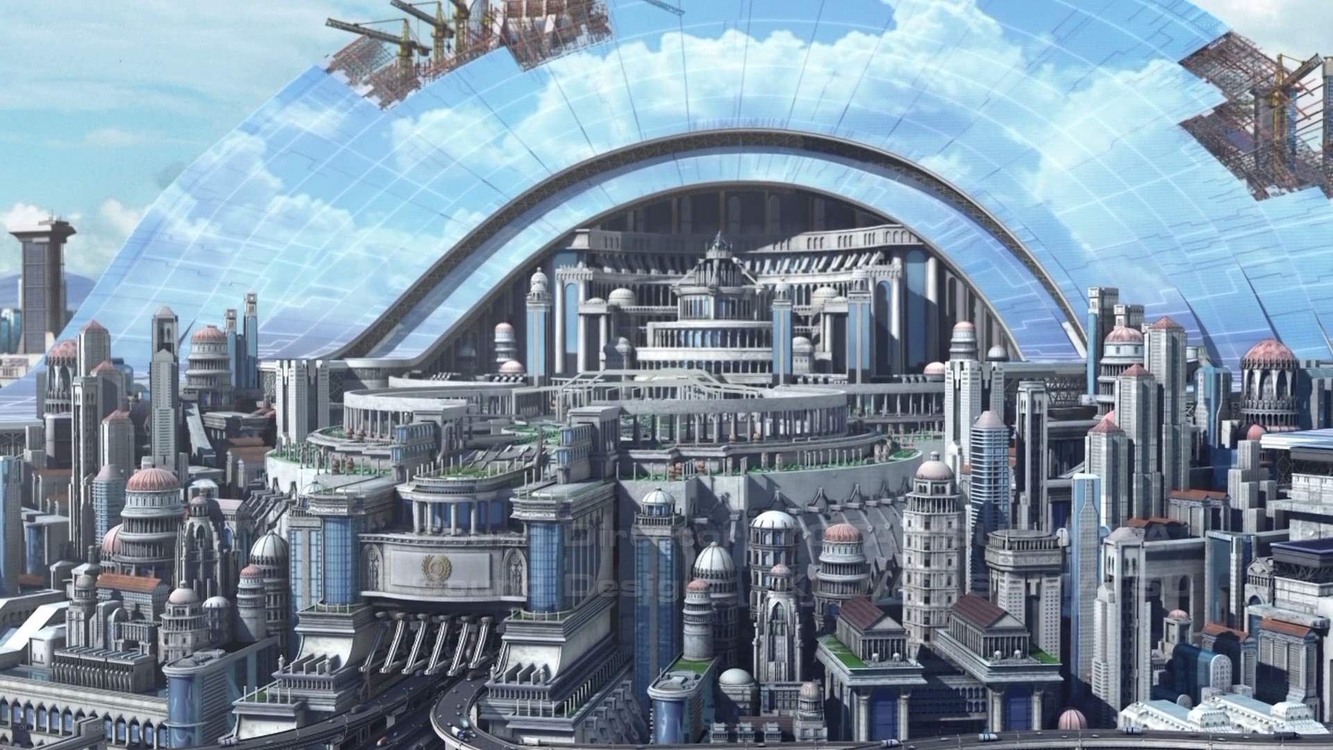 futuristic city under dome