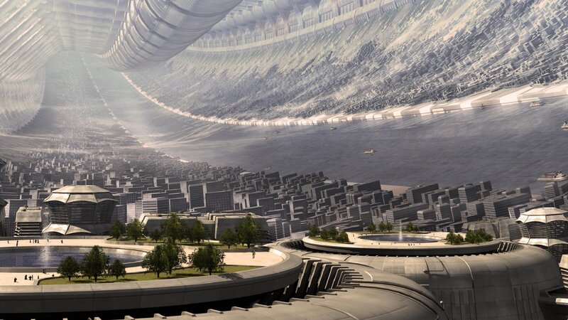 futuristic city under dome