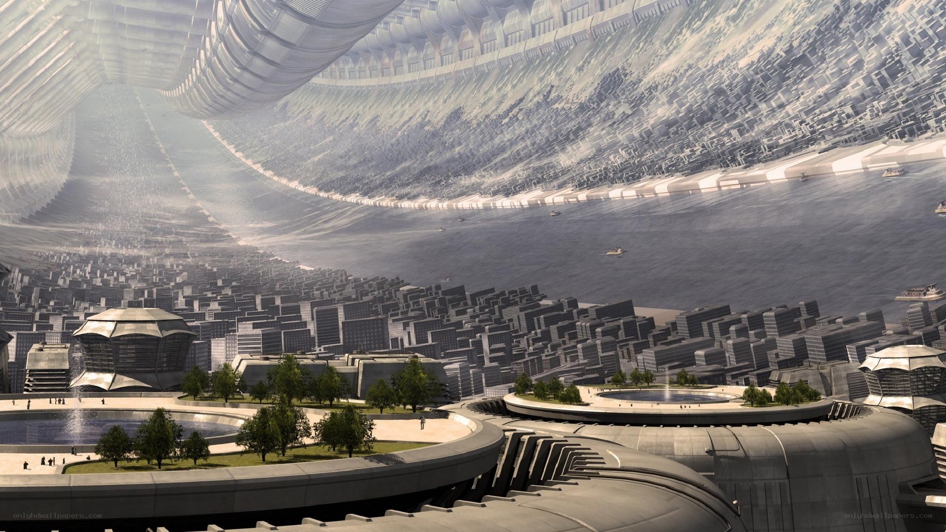 futuristic city under dome