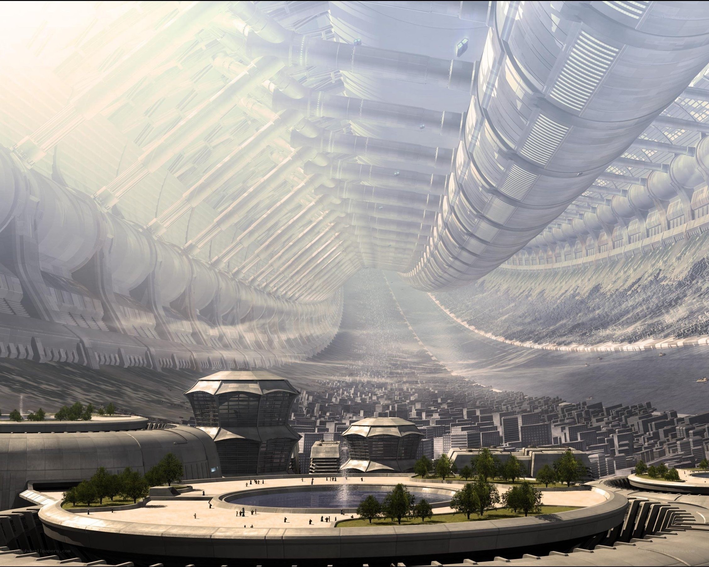 futuristic city under dome