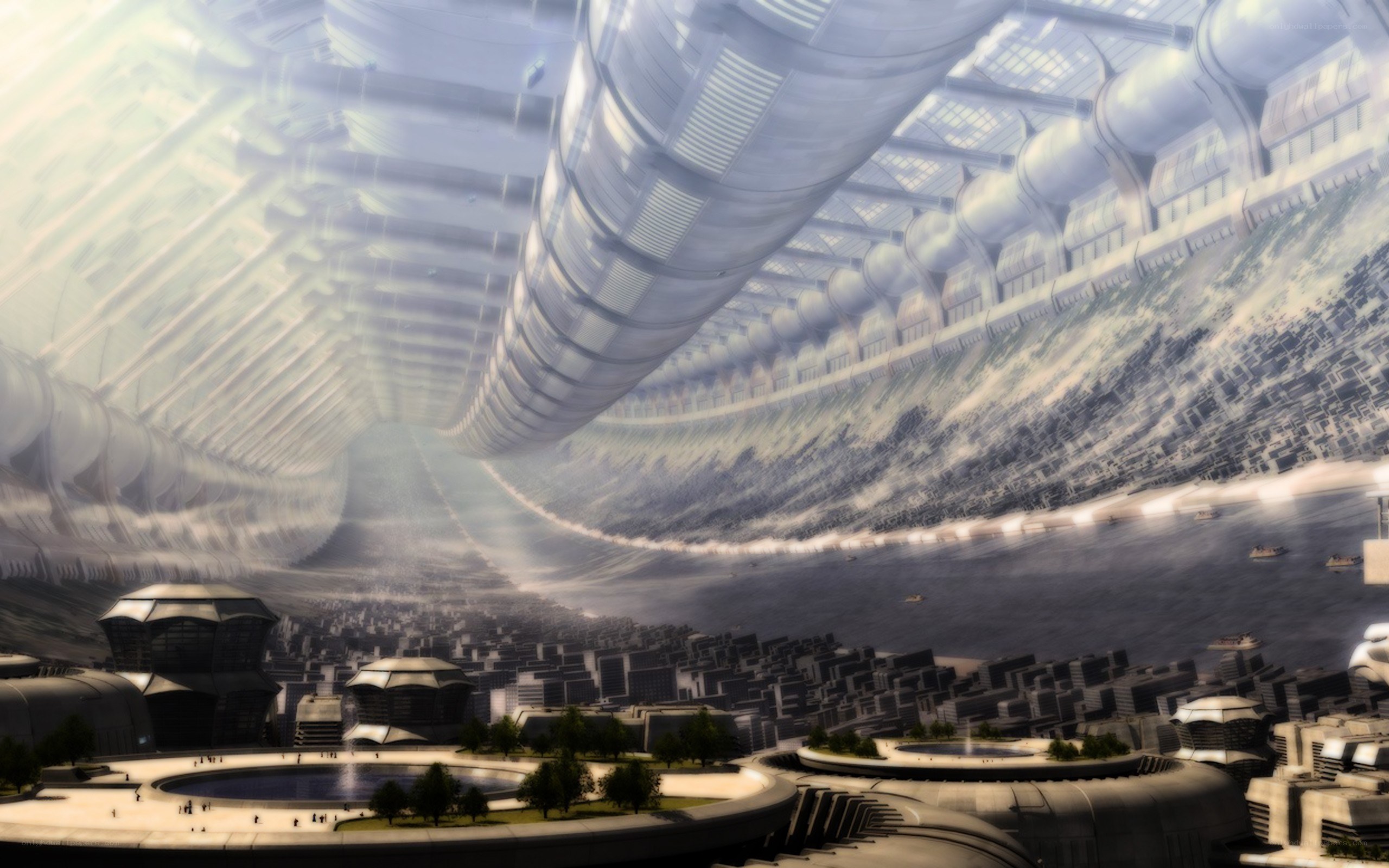 futuristic city under dome