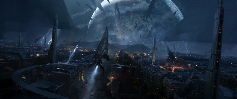 Futuristic City under Planet