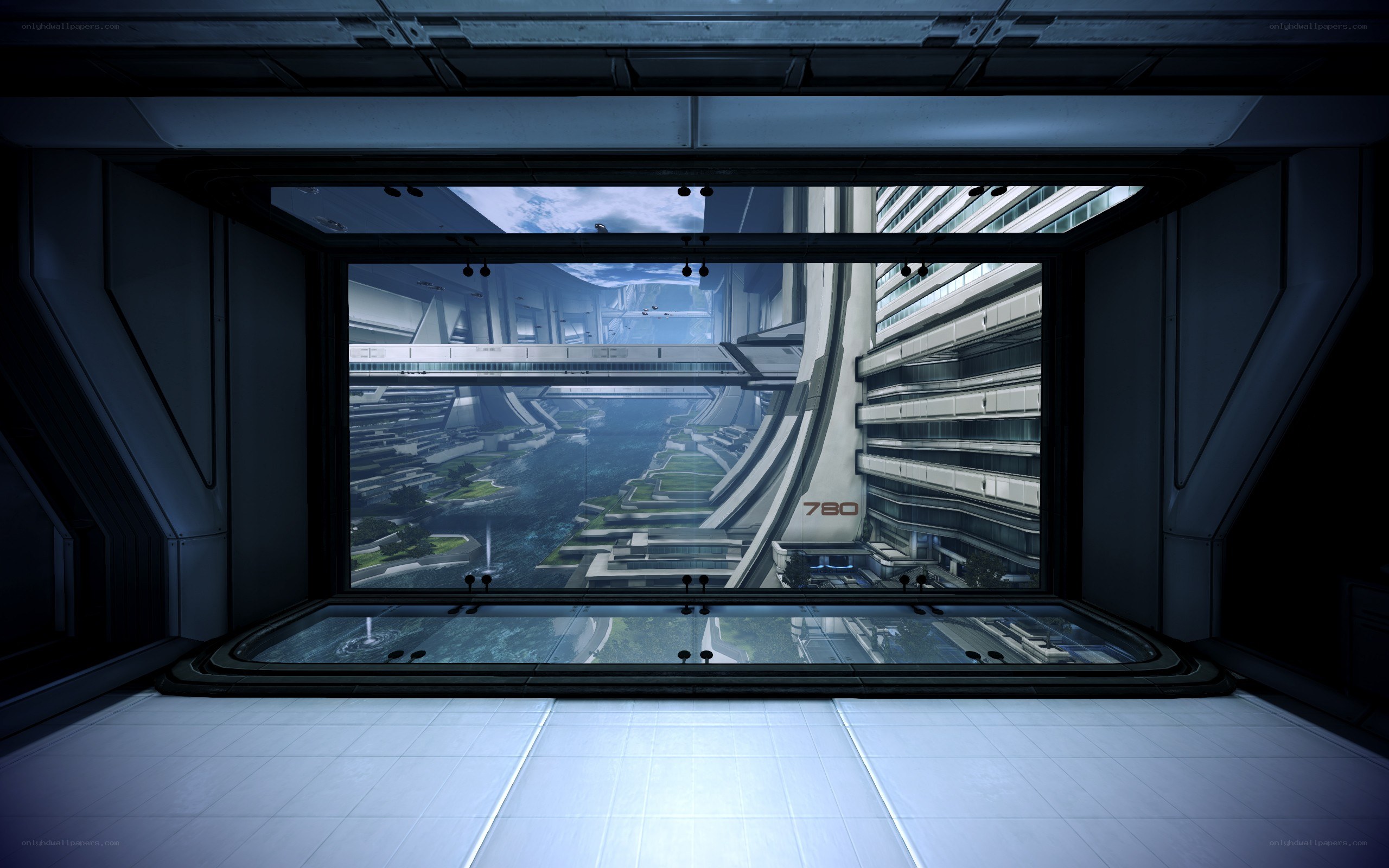 futuristic city view from window