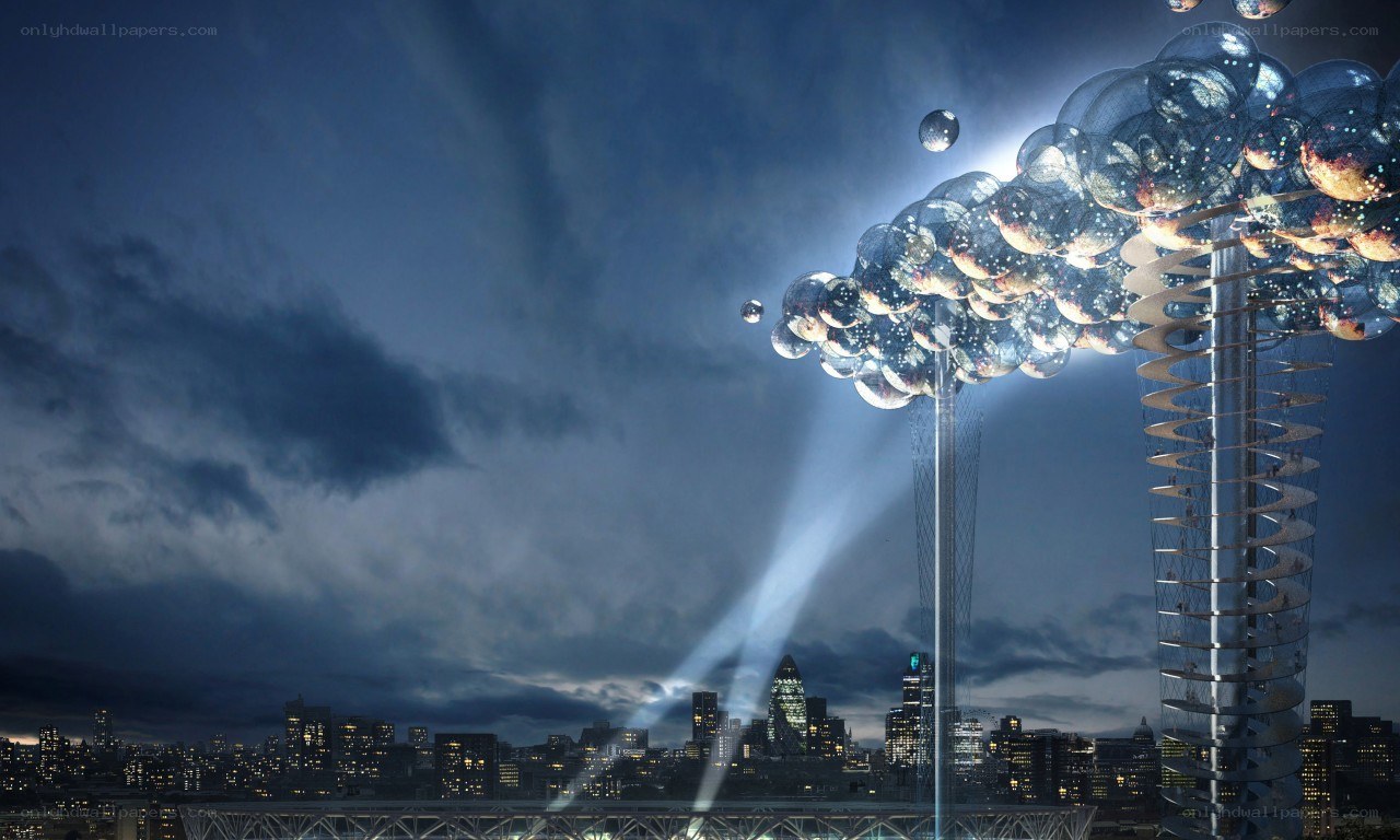 Futuristic city with bubble towers