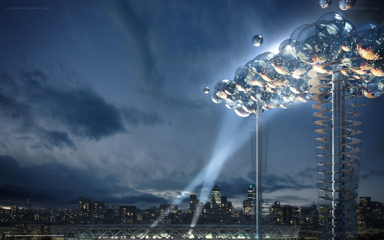 Futuristic city with bubble towers