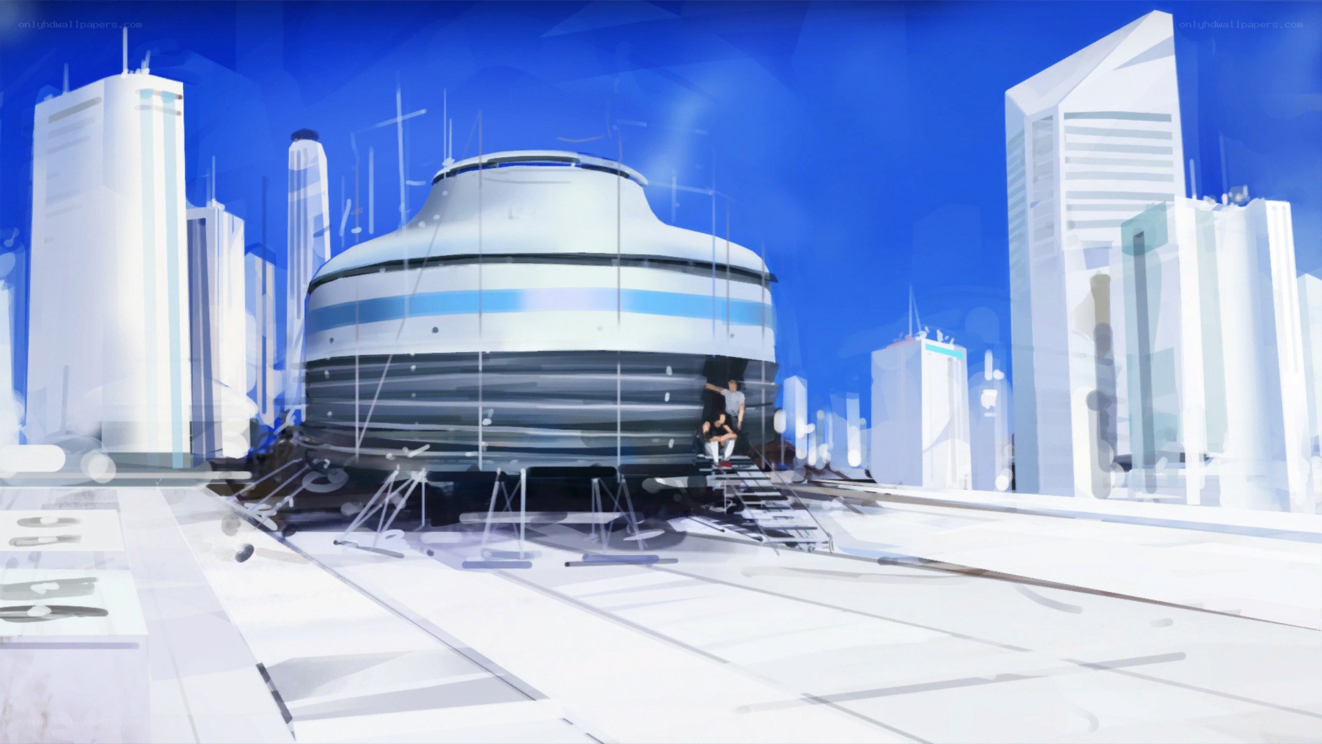 Futuristic city with central structure