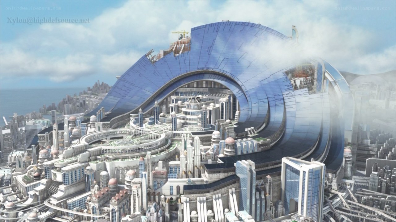 futuristic city with dome structure