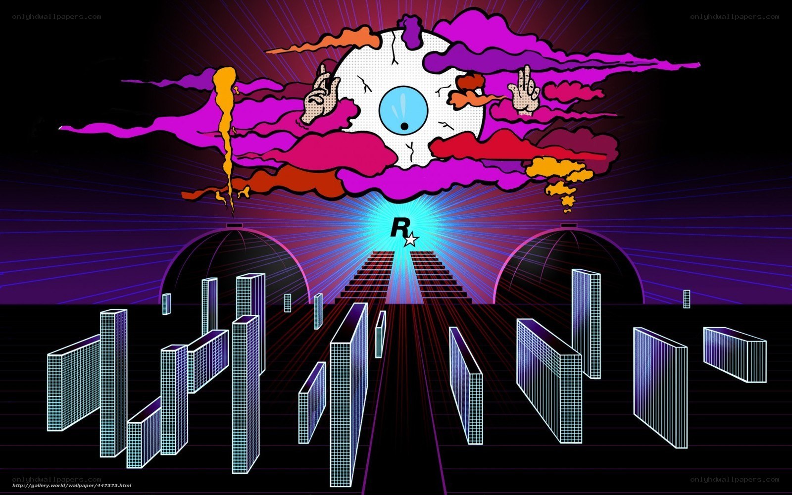 futuristic city with eye