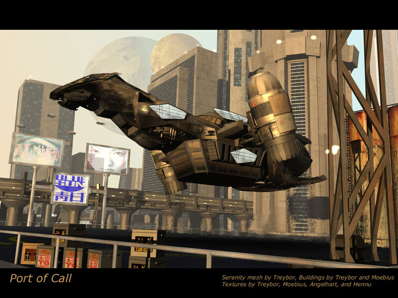 Futuristic city with flying vehicle