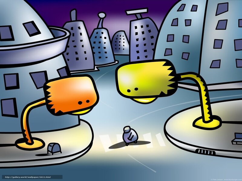 futuristic city with robots
