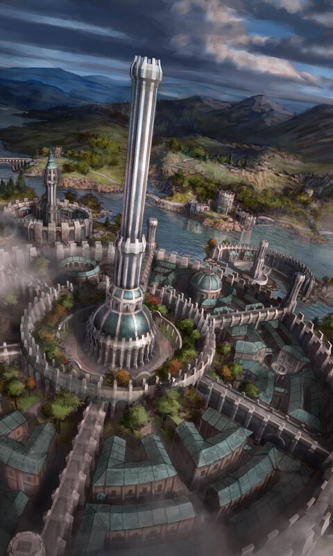 Futuristic City with Tower — Gray