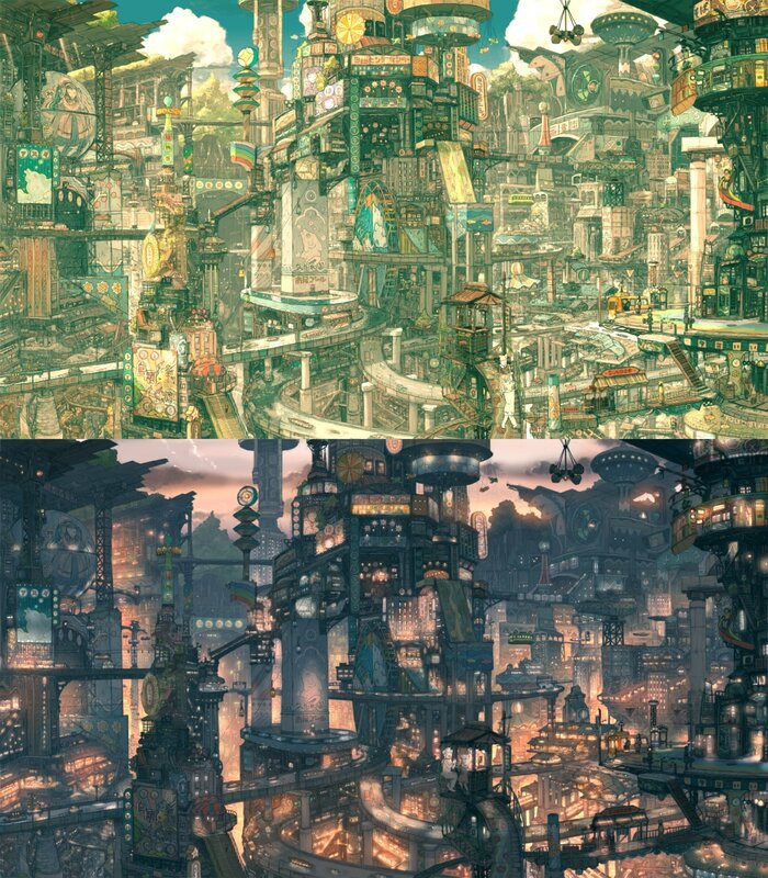 Futuristic cityscape artwork