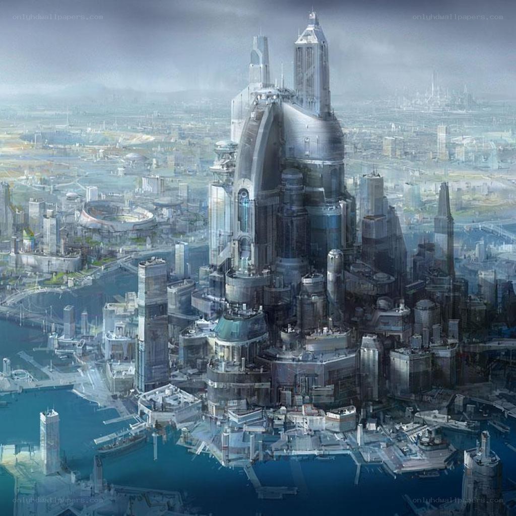 futuristic cityscape artwork