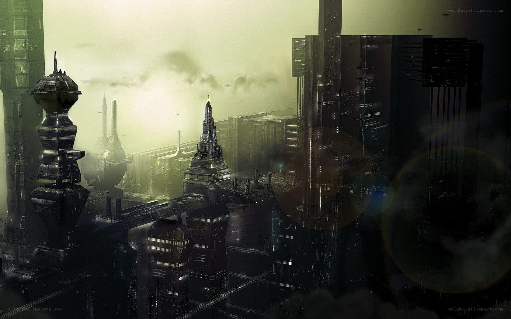 futuristic cityscape at dawn