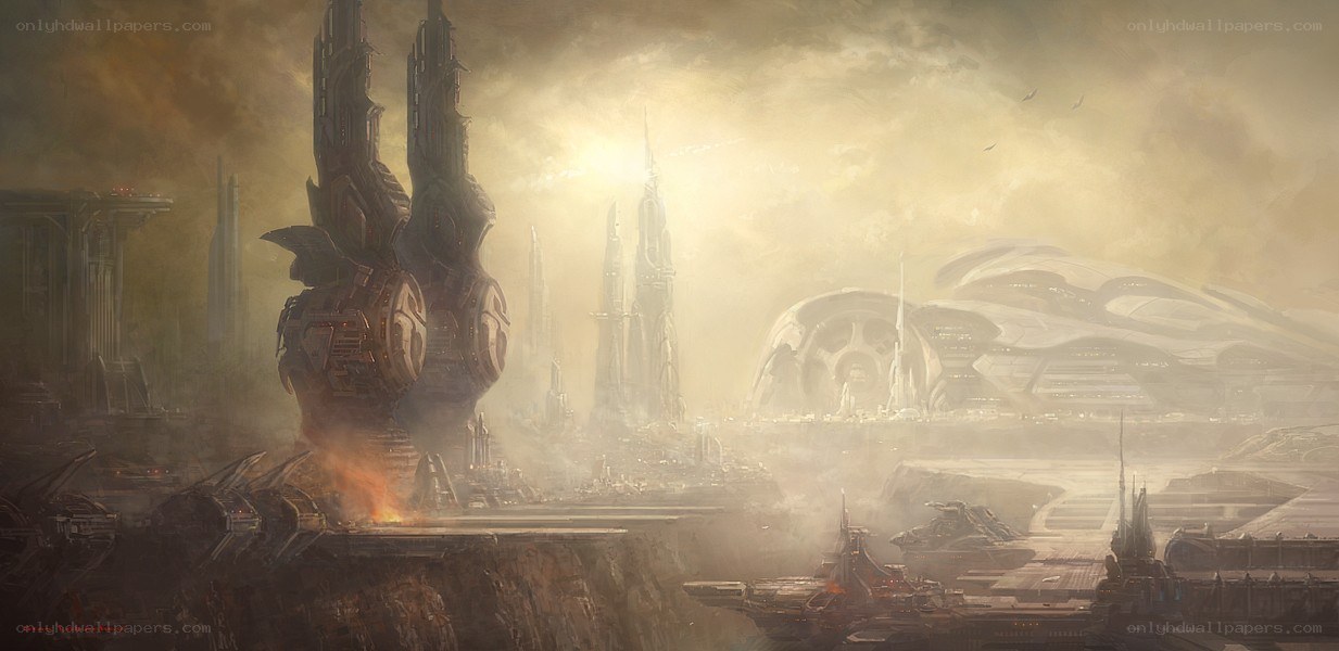 futuristic cityscape at dawn