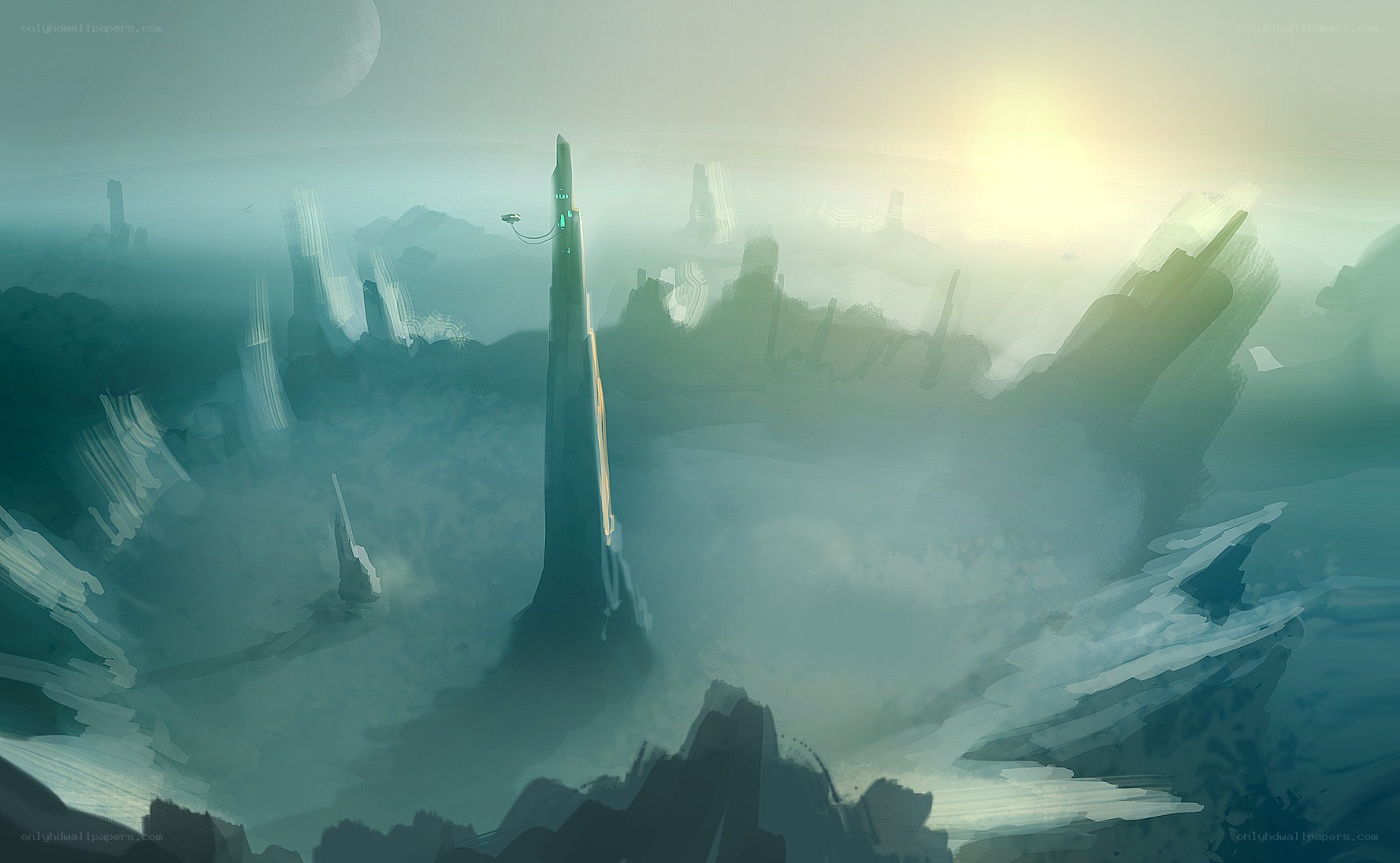 futuristic cityscape at dawn