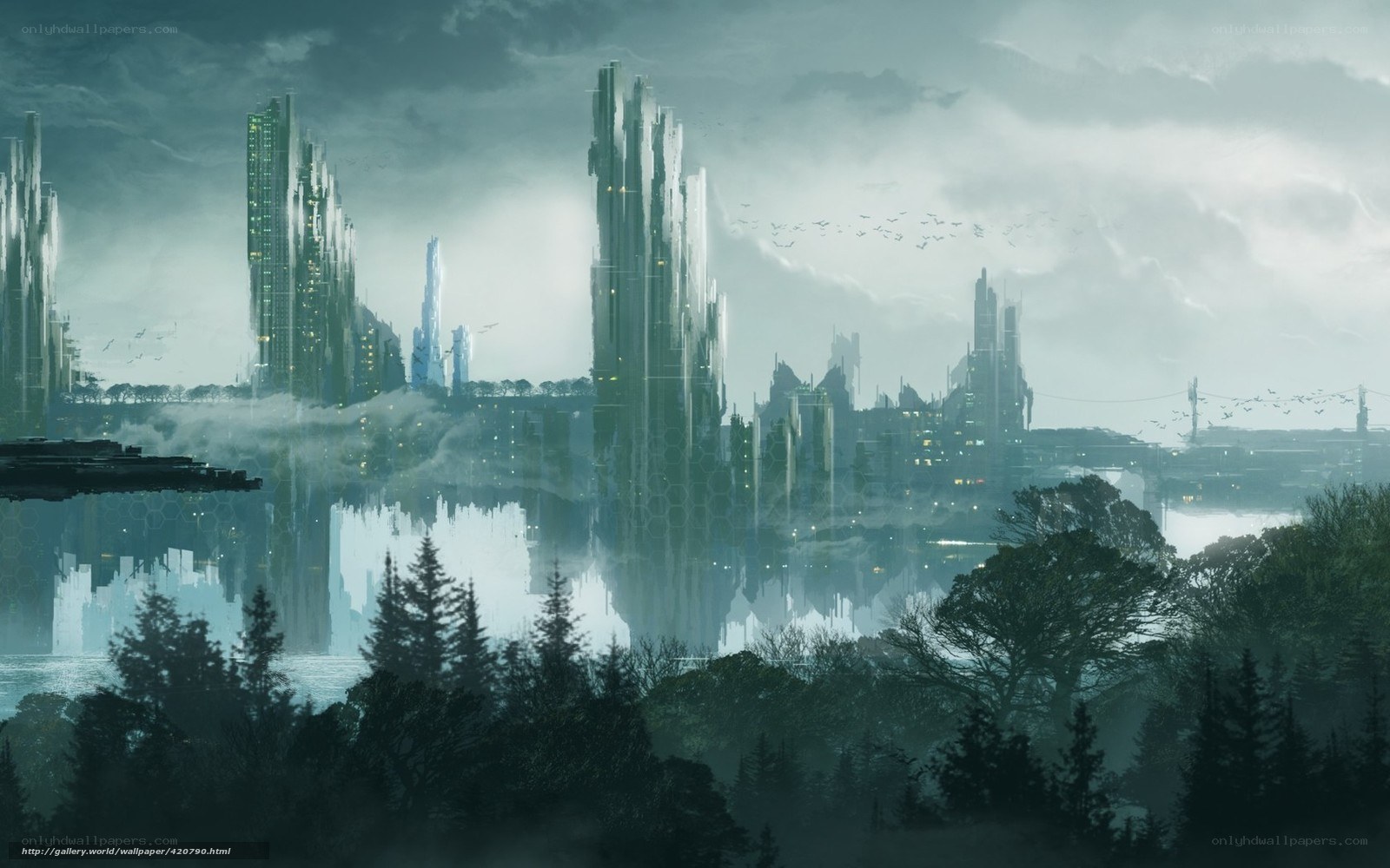 futuristic cityscape at dawn