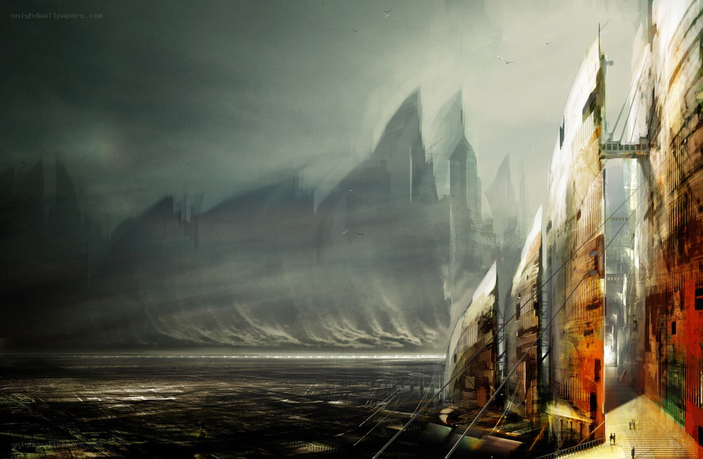 futuristic cityscape at dusk