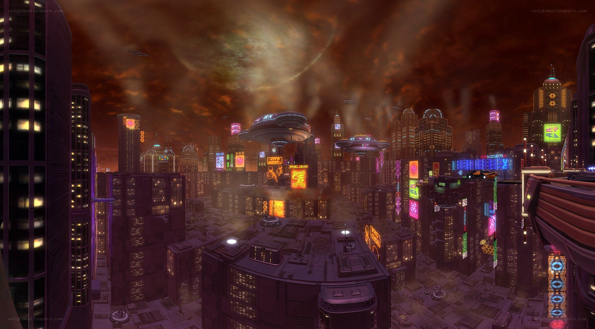 futuristic cityscape at dusk