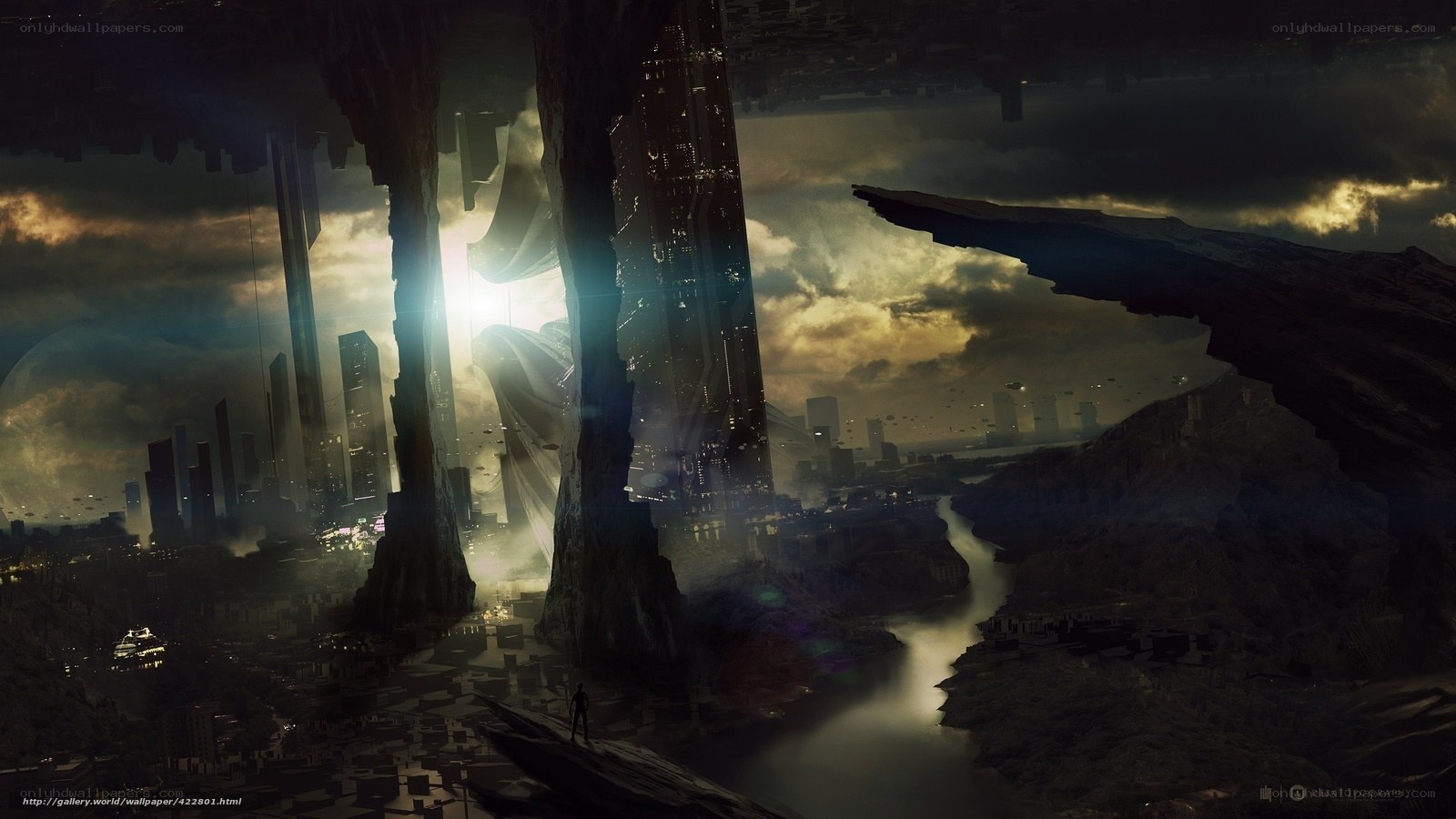 futuristic cityscape at dusk