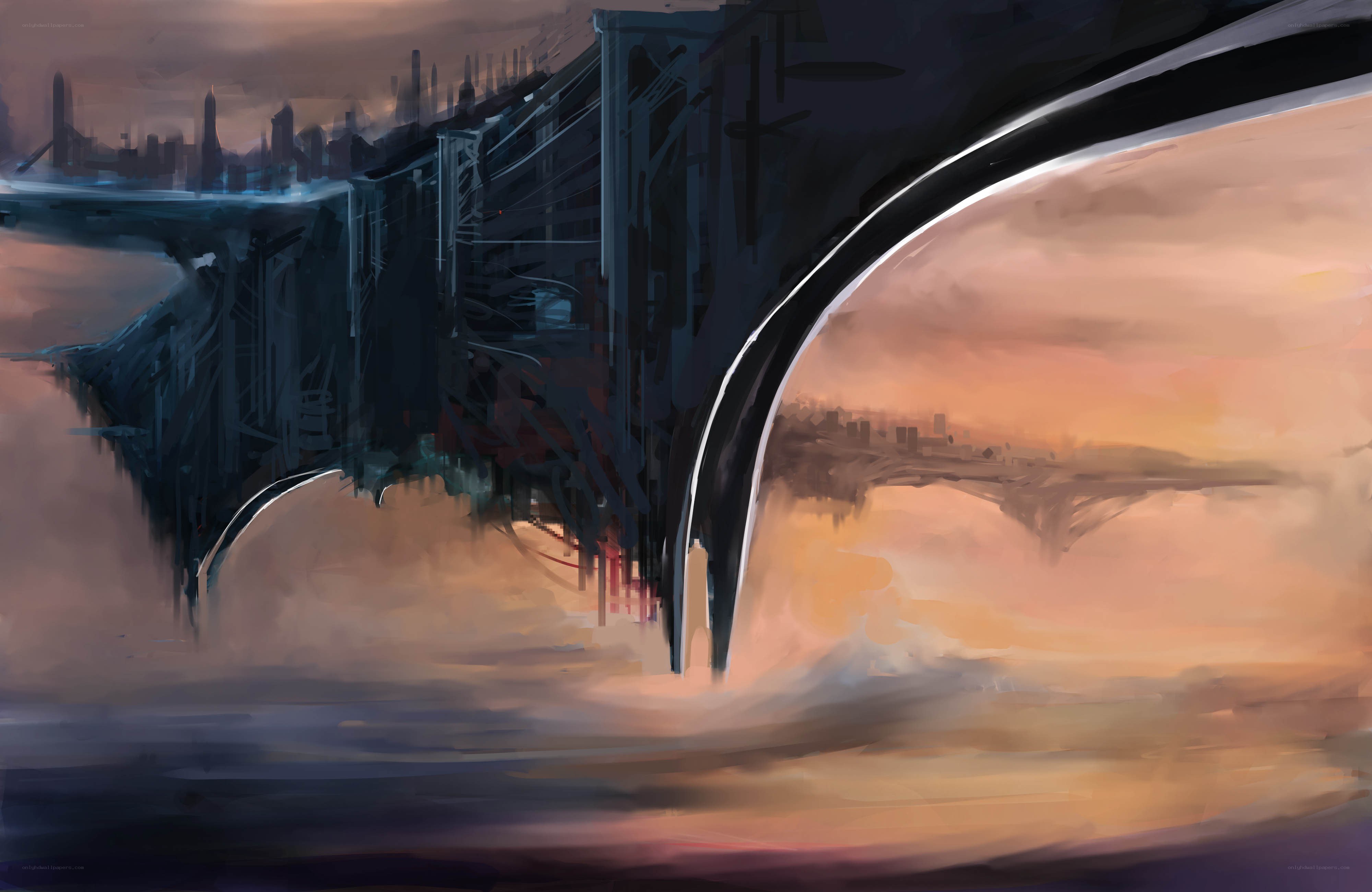 futuristic cityscape at dusk