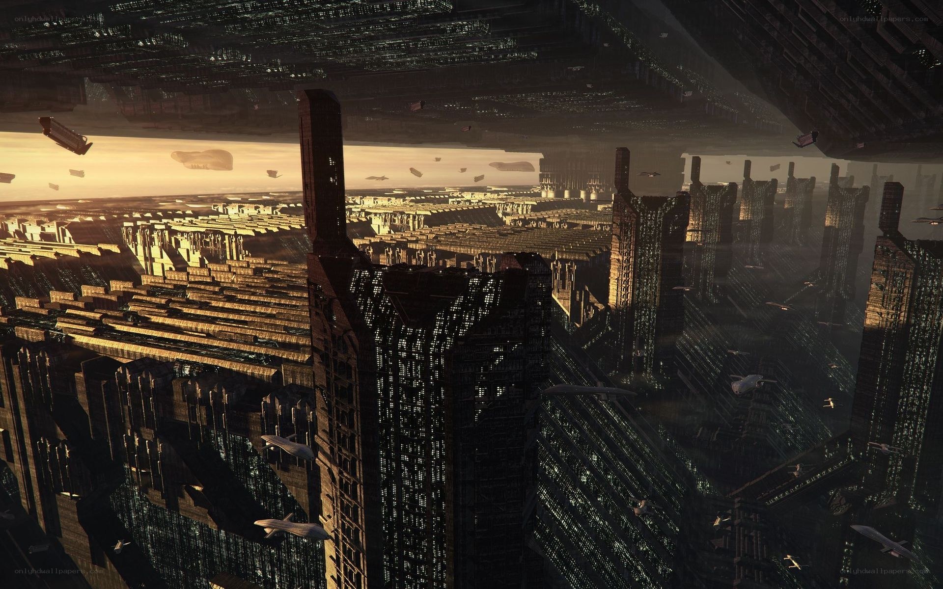 futuristic cityscape at dusk