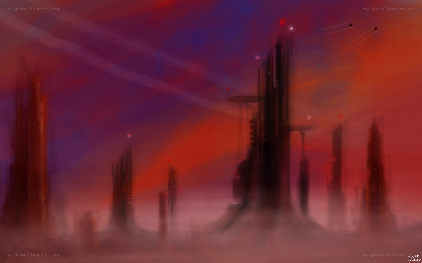 futuristic cityscape at dusk