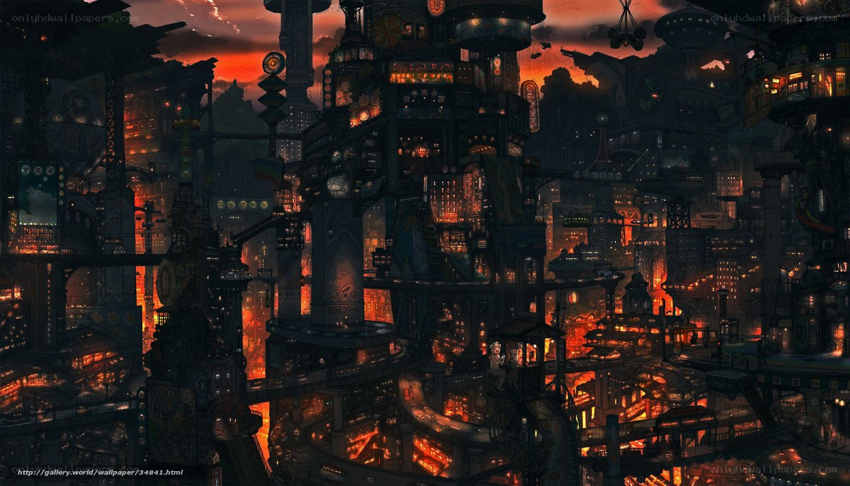 futuristic cityscape at dusk
