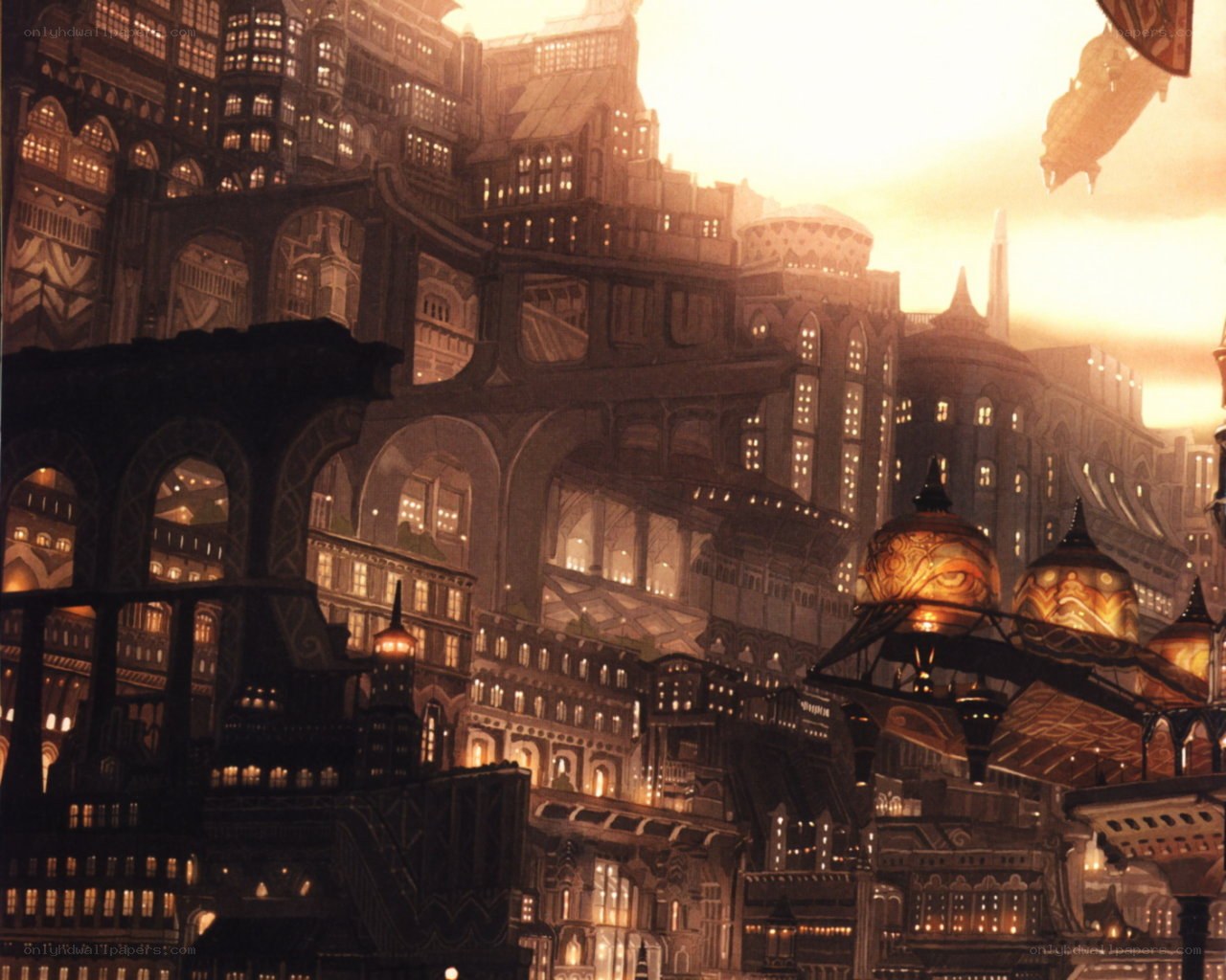 futuristic cityscape at dusk