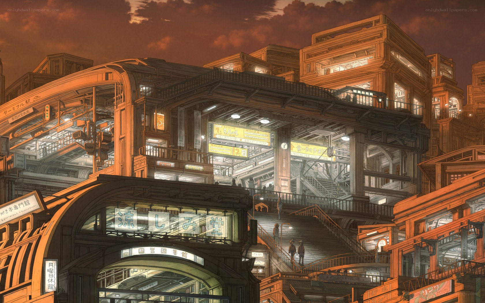 futuristic cityscape at dusk