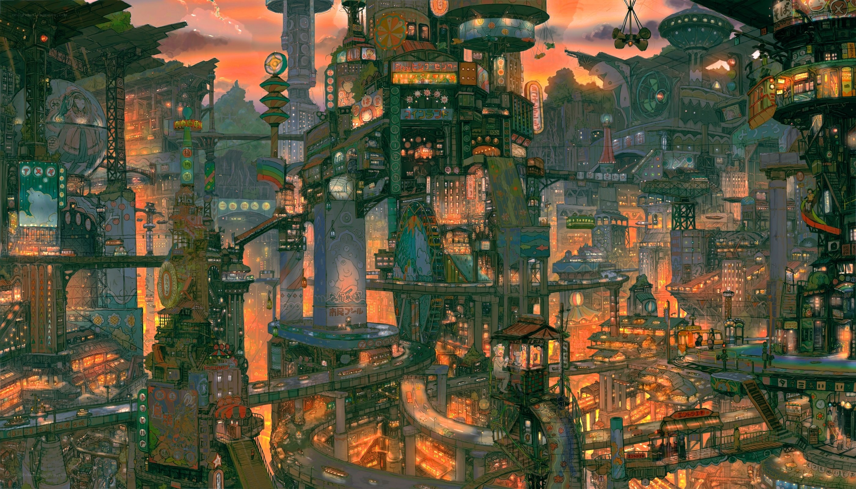 futuristic cityscape at dusk