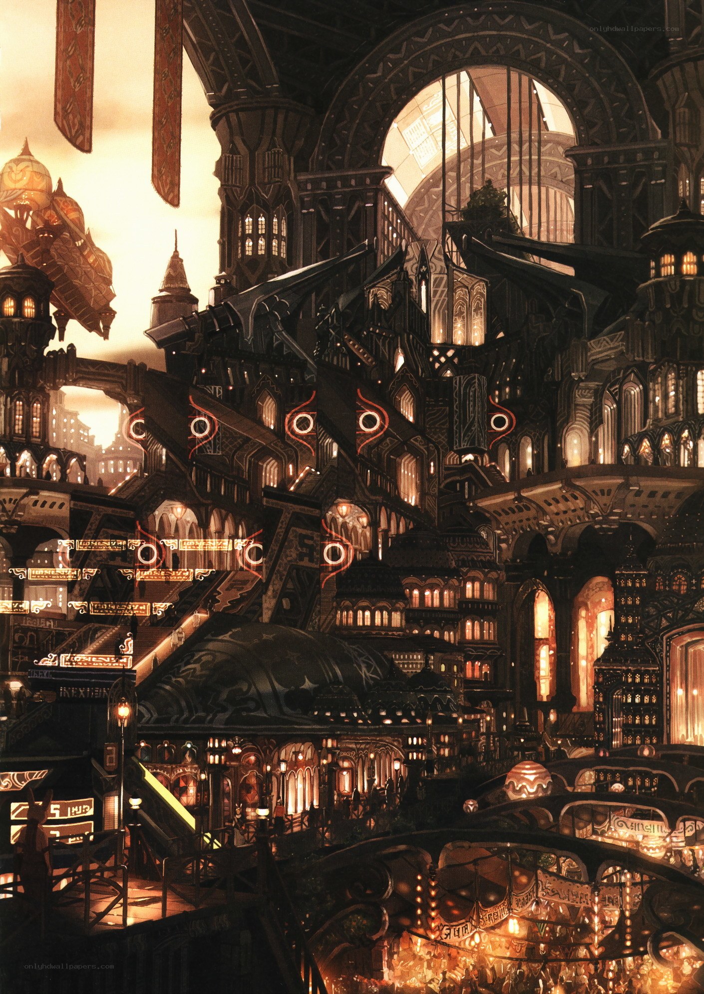 futuristic cityscape at dusk