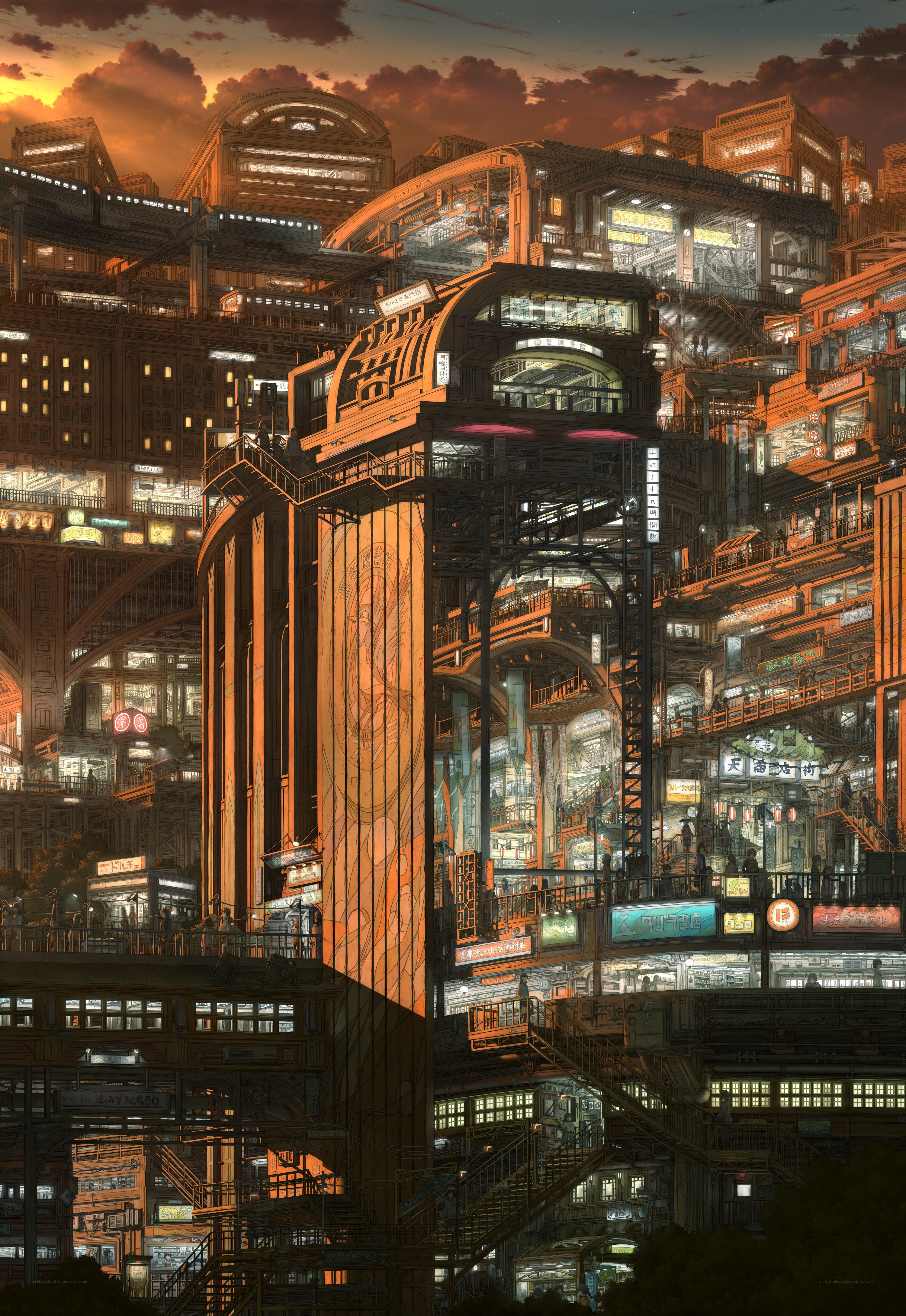 futuristic cityscape at dusk