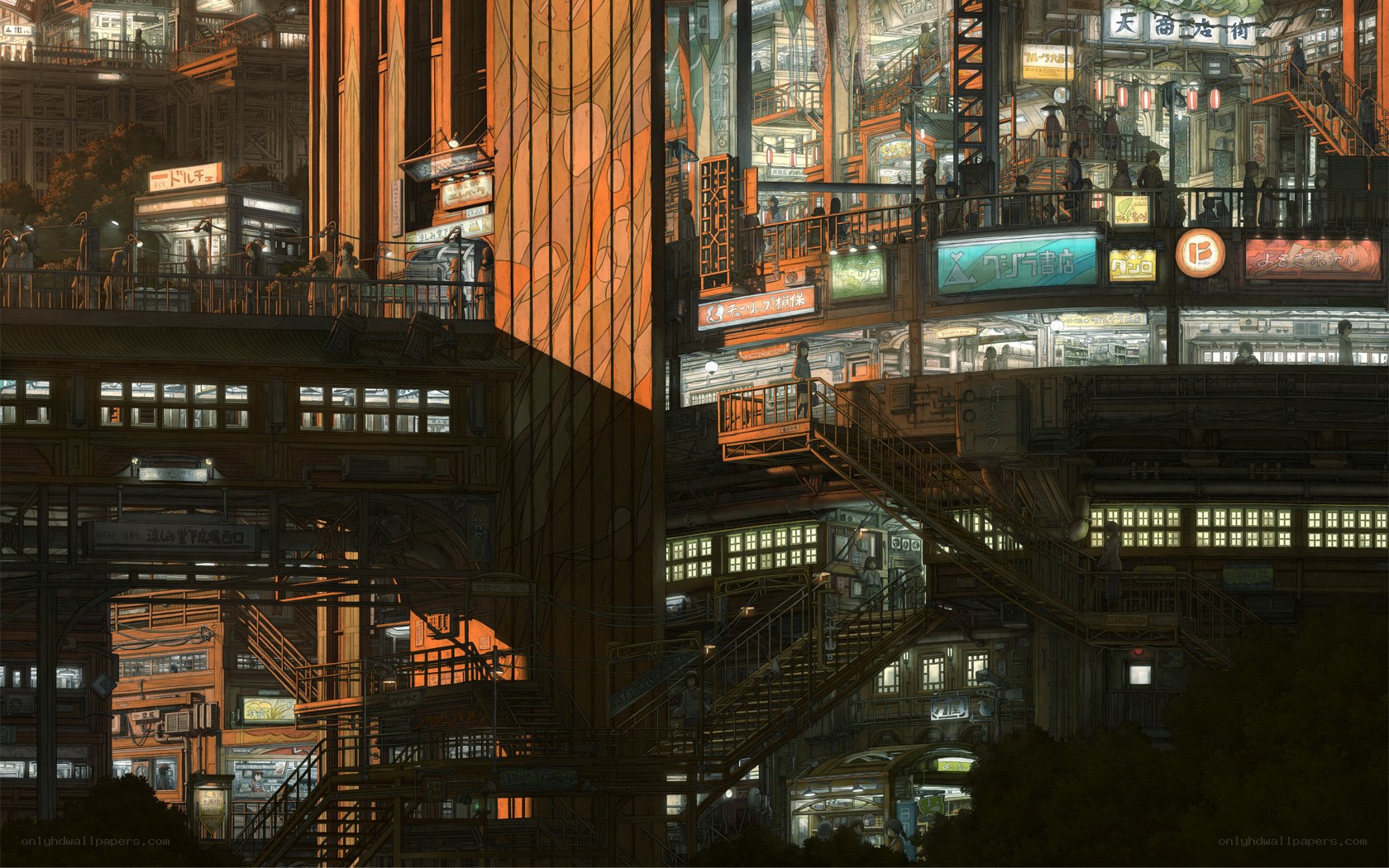 futuristic cityscape at dusk