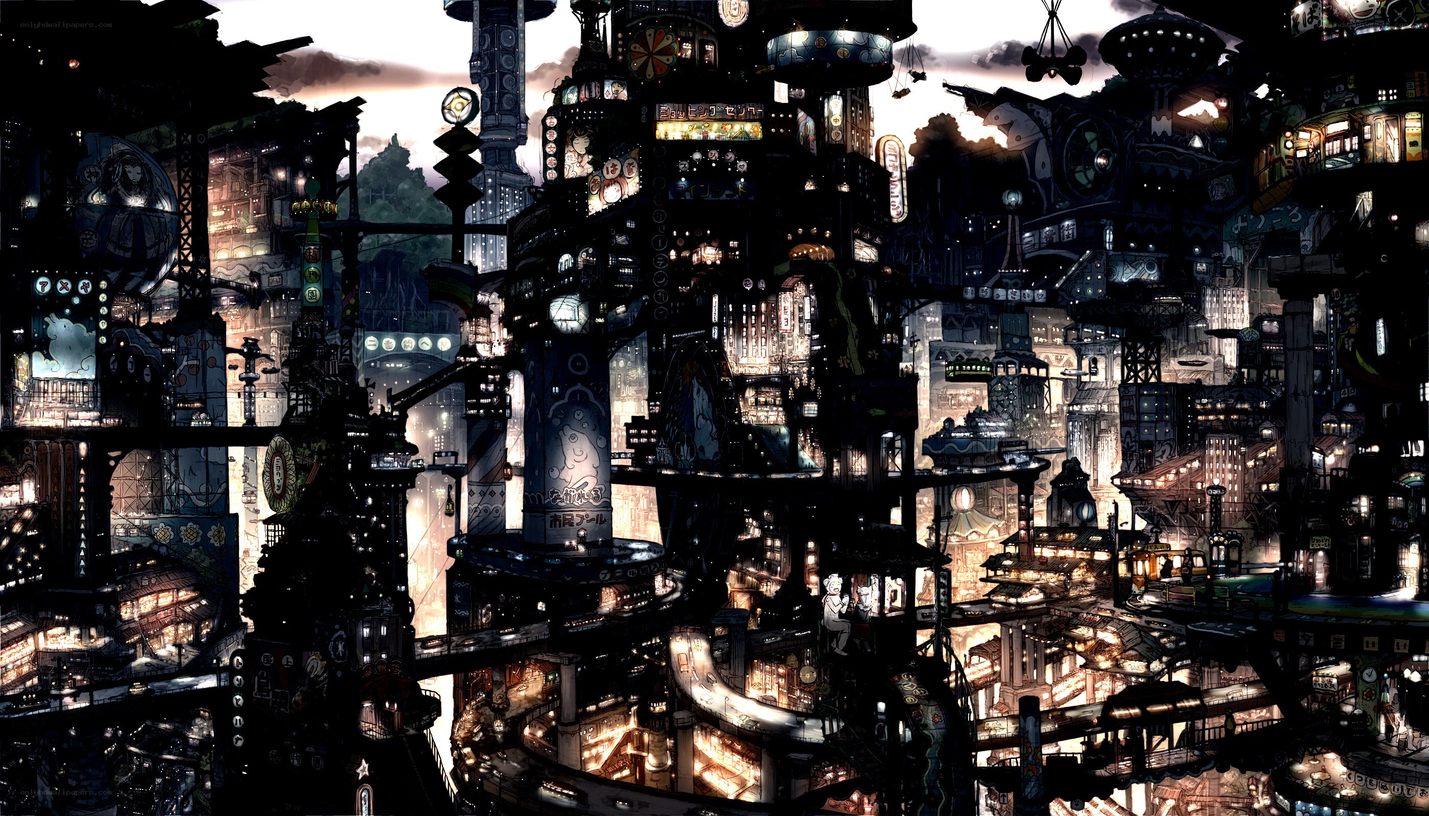 futuristic cityscape at dusk