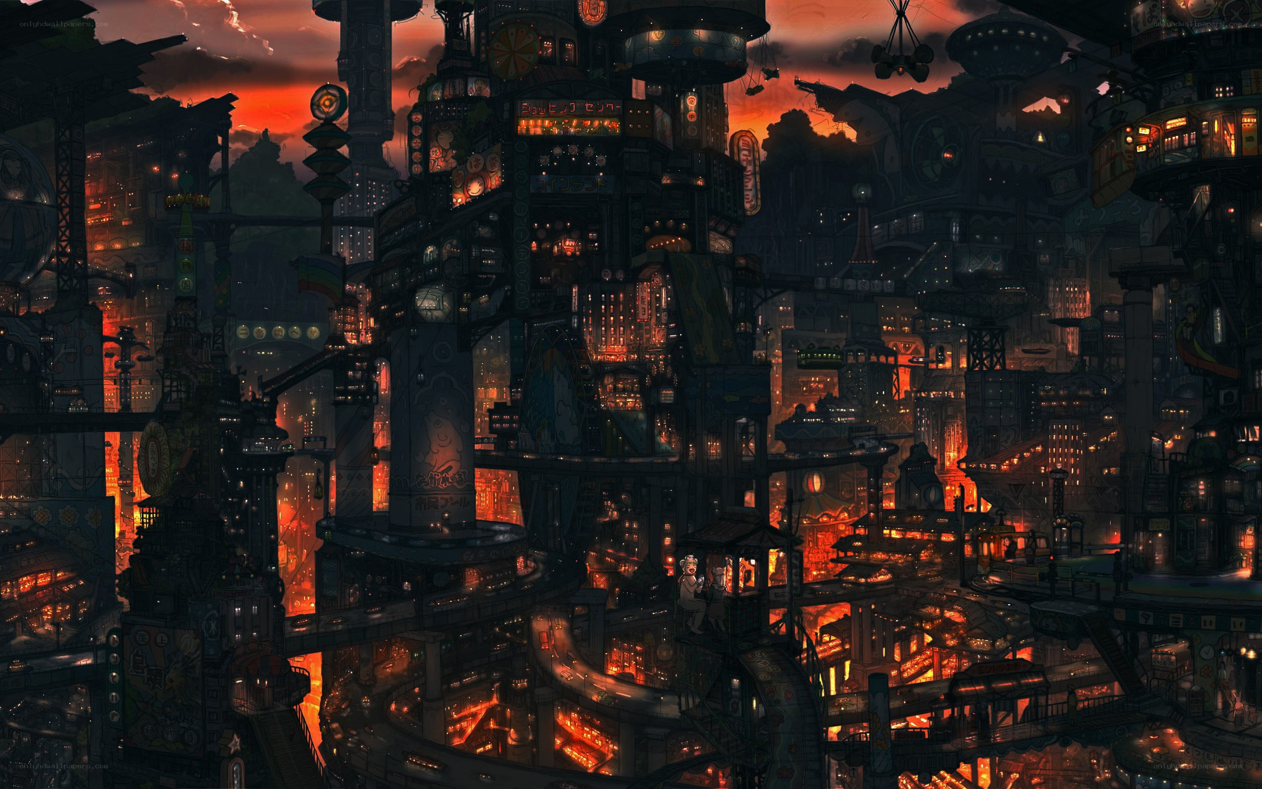 futuristic cityscape at dusk